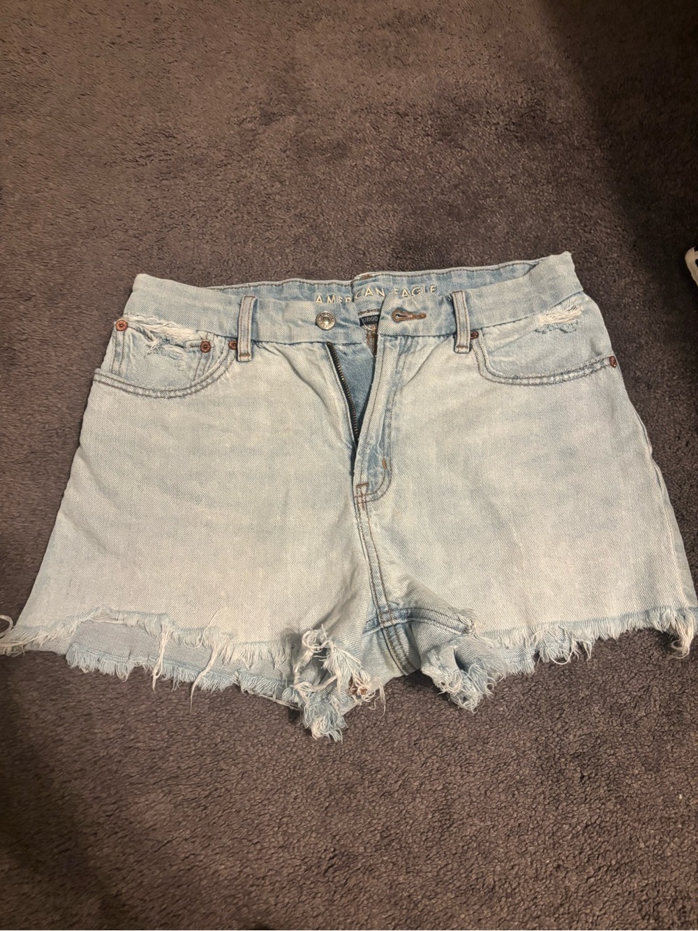 American Eagle Outfitters Light Wash Frayed Denim Shorts